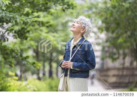 一位微笑的資深婦女 114670039