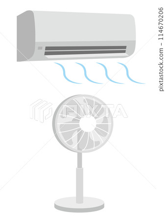 Set of air conditioner and electric fan illustrations 114670206