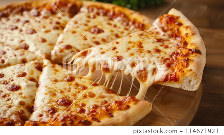Irresistible cheese pizza, a delicious blend of melted cheese and perfect crust, Ai Generated. 114671921