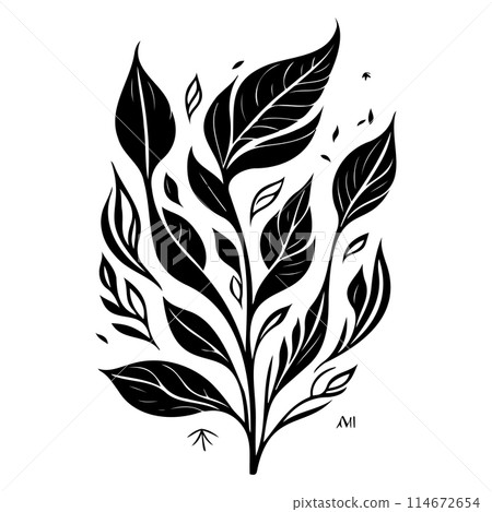 Art Nouveau Leaf Elements illustration draw black Art Nouveau Leaf Elements illustration draw black 114672654