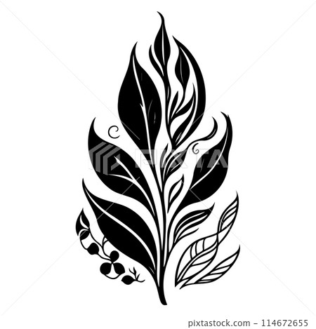 Art Nouveau Leaf Elements illustration draw black Art Nouveau Leaf Elements illustration draw black 114672655