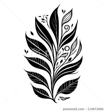 Art Nouveau Leaf Elements illustration draw black Art Nouveau Leaf Elements illustration draw black 114672666