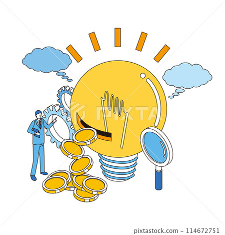 Illustration of making money with ideas Illustration of making money with ideas 114672751