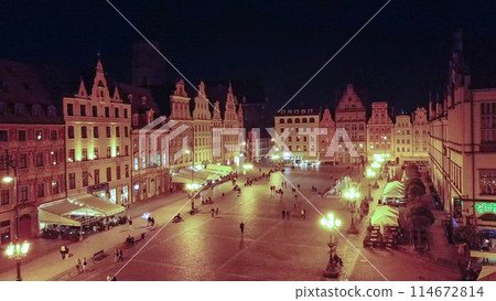 Famous  Wroclaw Market place at night 114672814
