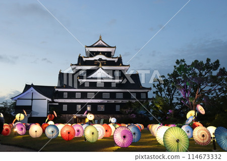 岡山城日本雨傘點亮令和大整修 114673332
