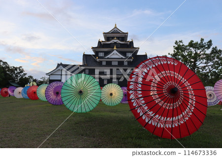 Okayama Castle Japanese Umbrella Reiwa Renovation 114673336