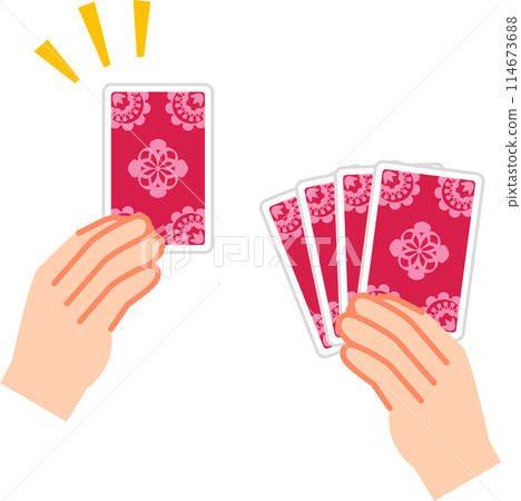 Hand holding a face down playing card 114673688