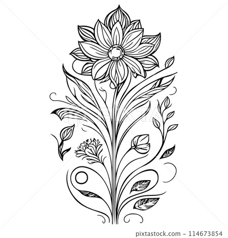 ornate doodle sketch art nouveau flower illustration draw  114673854