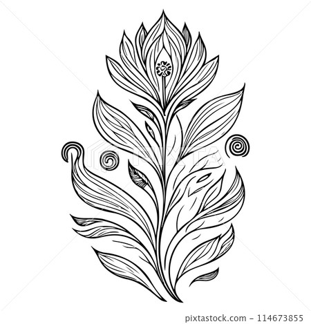 ornate doodle sketch art nouveau flower illustration draw  114673855