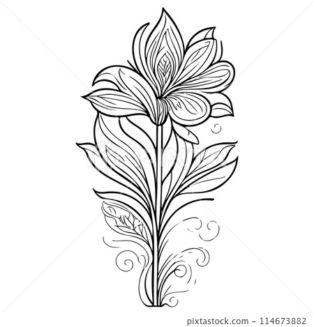ornate doodle sketch art nouveau flower illustration draw ornate doodle sketch art nouveau flower illustration draw 114673882