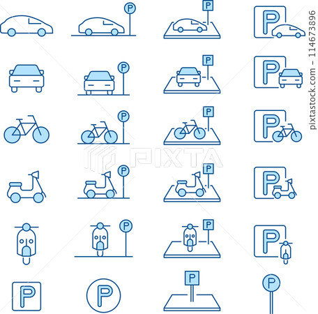 Parking icon set in two colors Parking icon set in two colors 114673896