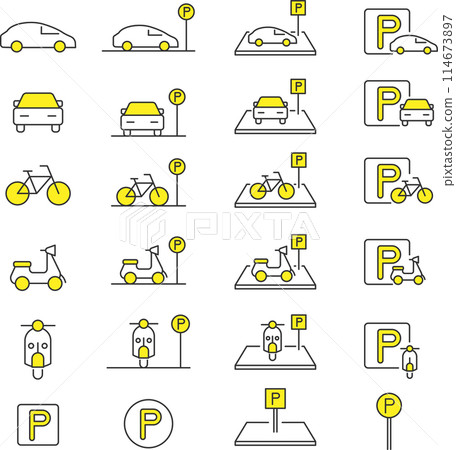 Stylish parking icon set Stylish parking icon set 114673897