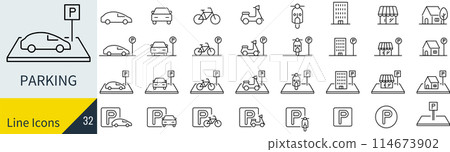 Vector parking icon set 114673902