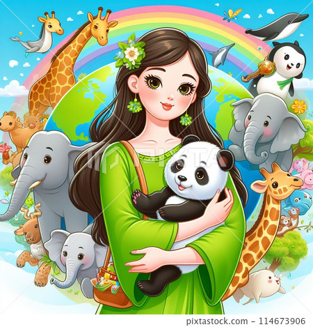 animals and an earth girl animals and an earth girl 114673906