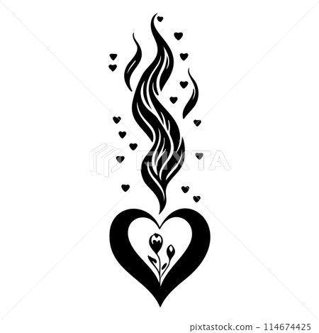 Candle Flame love heart valentine illustration sketch draw Candle Flame love heart valentine illustration sketch draw 114674425