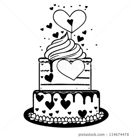 Cake Festive Valentine Day Delicious Sweet illustration sketch draw Cake Festive Valentine Day Delicious Sweet illustration sketch draw 114674478