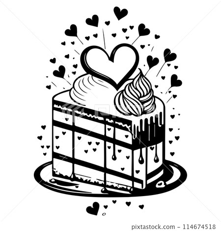 Cake Festive Valentine Day Delicious Sweet illustration sketch draw Cake Festive Valentine Day Delicious Sweet illustration sketch draw 114674518