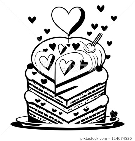 Cake Festive Valentine Day Delicious Sweet illustration sketch draw Cake Festive Valentine Day Delicious Sweet illustration sketch draw 114674520