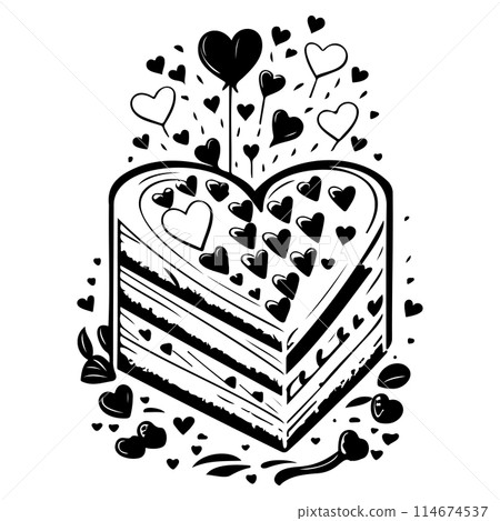 Cake Festive Valentine Day Delicious Sweet illustration sketch draw  114674537