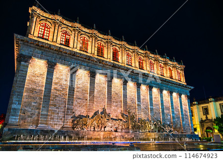 Frieze of the Founders on the exterior of Teatro Degollado in Guadalajara, Mexico Frieze of the Founders on the exterior of Teatro Degollado in Guadalajara, Mexico 114674923