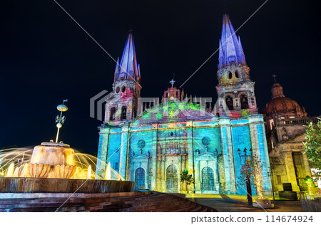 Cathedral of the Assumption of Our Lady in Guadalajara, Mexico at night Cathedral of the Assumption of Our Lady in Guadalajara, Mexico at night 114674924