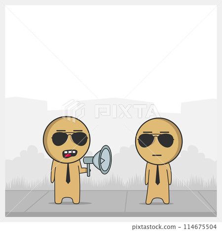Speaker speaks with a megaphone Speaker speaks with a megaphone 114675504