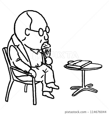 老人吃冰淇淋 114676044