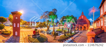 The oriental red building in  Melaka, Malacca, Malaysia 114676242