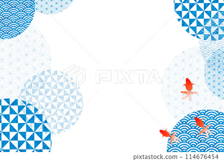 Goldfish Japanese pattern Summer greetings Summer background 114676454