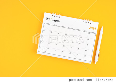 June 2024, Monthly desk calendar for 2024 year and pen. June 2024, Monthly desk calendar for 2024 year and pen. 114676768