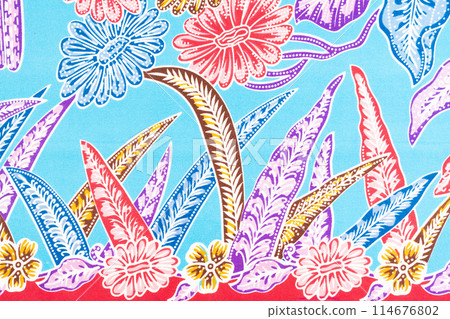 Traditional Indonesian fabric, namely batik cloth which has unique and different patterns and image motifs for each region. 114676802