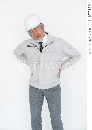 Tired senior man business work clothes 114677559