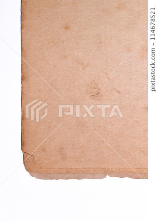 old vintage brown paper on white background, page for texture design old vintage brown paper on white background, page for texture design 114678521