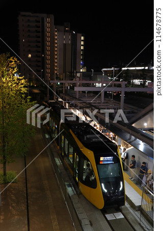 Utsunomiya Haga Light Rail Line (LIGHTLINE) at night Utsunomiya Haga Light Rail Line (LIGHTLINE) at night 114678775