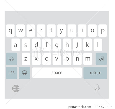 Illustration of a smartphone keyboard in English input - alphabet input mode - (screen after the space bar appears) 114679222