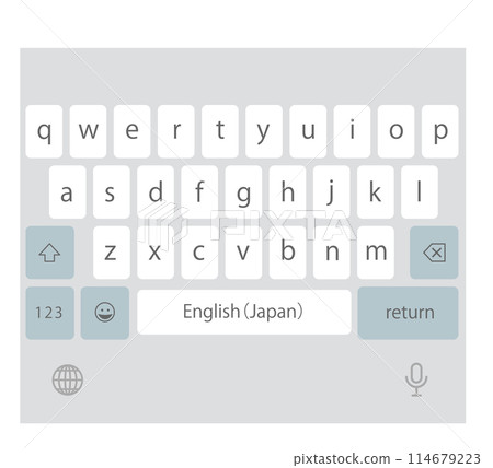 智慧型手機上的英文輸入 - 字母輸入模式下的鍵盤插圖（顯示空白鍵之前的螢幕） 114679223