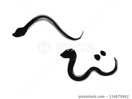 新年賀卡設計2025蛇年表情符號手繪日式插畫新年賀卡 114679942