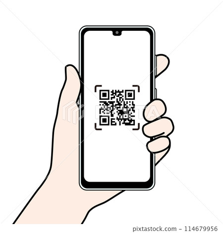 Smartphone with QR code displayed 114679956