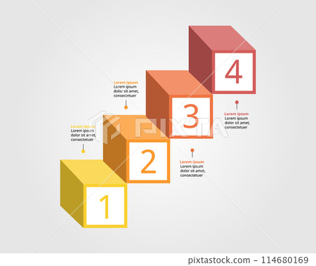 square chart step template for infographic for presentation for 4 element 114680169