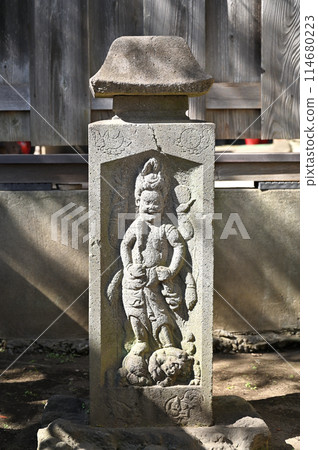 Walking around Okegawa-juku on the Nakasendo road: Koshinto (a stone tower) - Shomen Kongo statue - Okegawa city Walking around Okegawa-juku on the Nakasendo road: Koshinto (a stone tower) - Shomen Kongo statue - Okegawa city 114680223