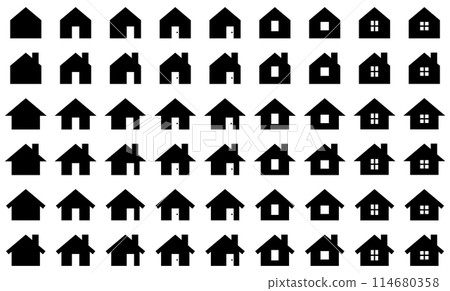 Vector illustration set of home icons in various shapes 114680358