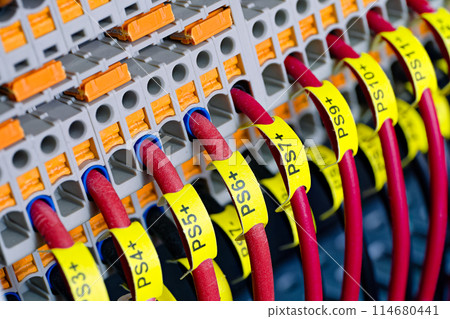 Electrical installation inside the junction box Electrical installation inside the junction box 114680441