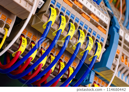Electrical installation inside the junction box Electrical installation inside the junction box 114680442