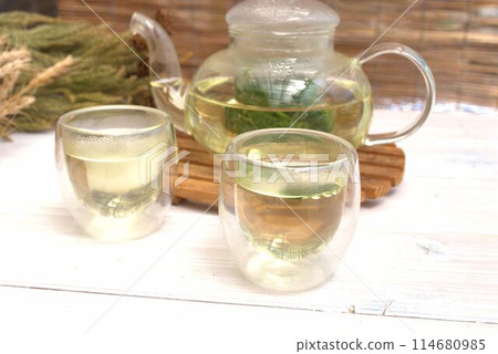 Herbal tea by the window 114680985