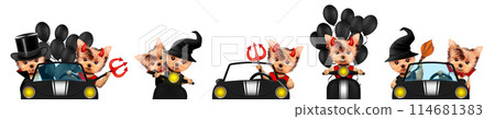 Dracula, devil and witch as cute pet dog. Halloween and Dead day 114681383