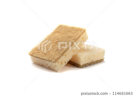 Natural Sponge Isolated, Eco Brown Sponges, Eco Friendly Hygiene Accessory, Scotch Brite Dishwasher 114681663