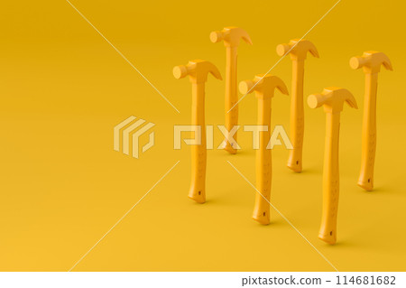 Set of hammers with a rubberized handle on monochrome background Set of hammers with a rubberized handle on monochrome background 114681682