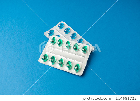 Pill Blisters, Transparent Color Capsules Package, Analgesic Packaging, Painkiller Drugs, Sedative Pills Pill Blisters, Transparent Color Capsules Package, Analgesic Packaging, Painkiller Drugs, Sedative Pills 114681722