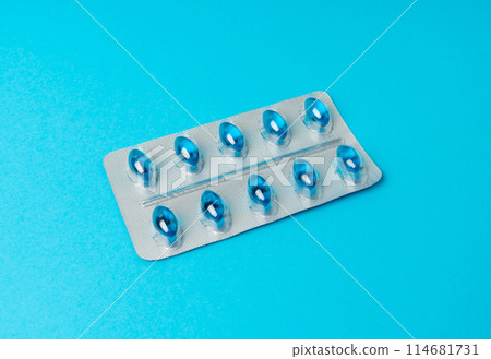 Pill Blisters, Transparent Color Capsules Package, Analgesic Packaging, Painkiller Drugs, Sedative Pills 114681731