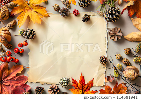 Top view of white paper on a table 114681941